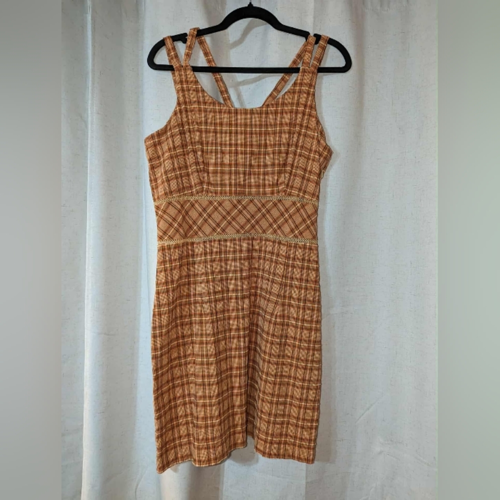 Vintage Plaid Milkmaid Strappy Back Dress